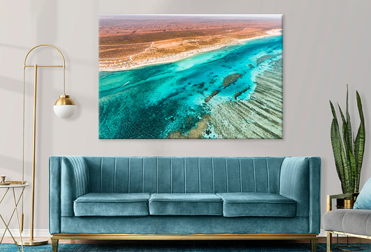 Ningaloo Reef Western Australia Aerial Lagoon Wall Art Decor 100% Australian Made