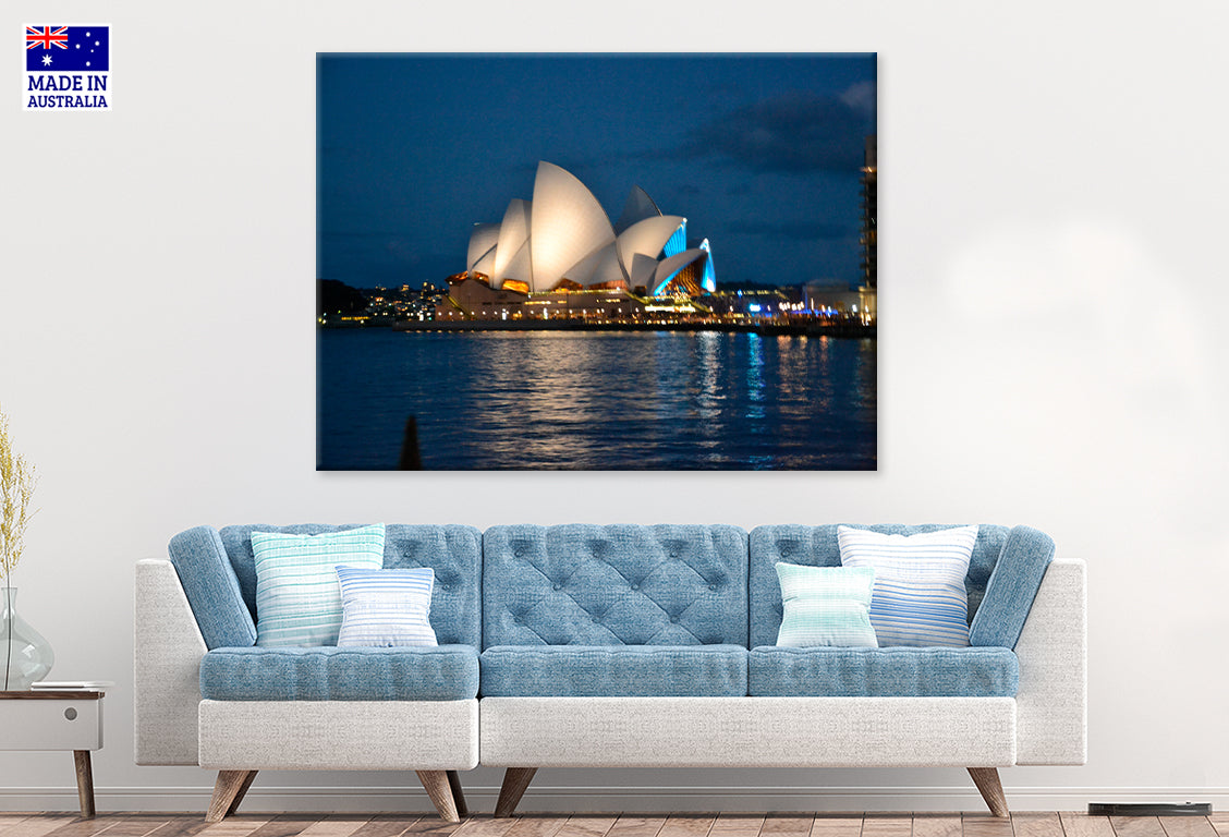Sydney Opera House Illuminated at Night on Sydney Harbour Wall Art Decor 100% Australian Made