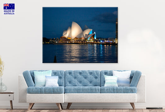 Sydney Opera House Illuminated at Night on Sydney Harbour Wall Art Decor 100% Australian Made