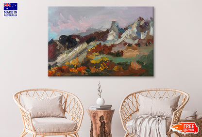 Abstract Mountains Autumn Oil Painting Wall Art Limited Edition High Quality Print