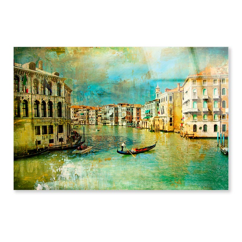 Amazing Venice - Artwork in Retro Style Acrylic Glass Print Tempered Glass Wall Art 100% Made in Australia Ready to Hang