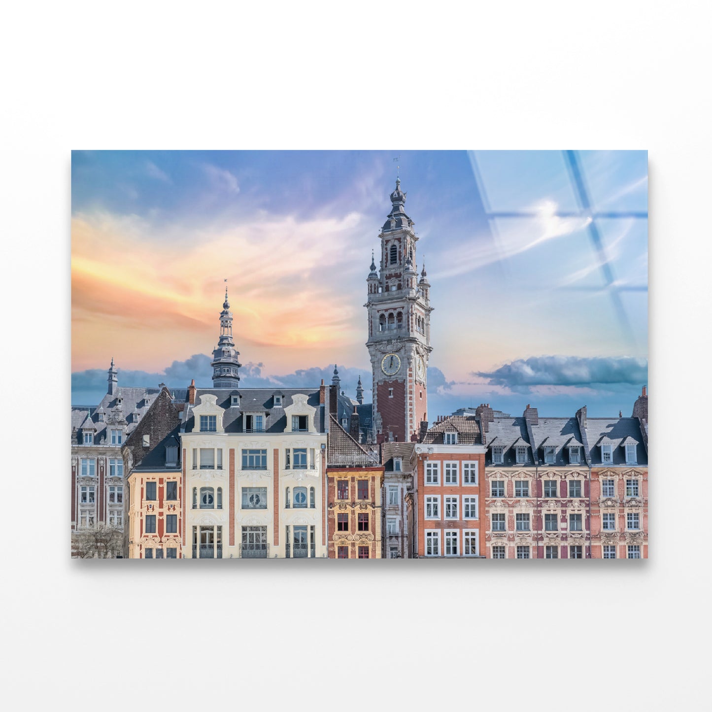 Lille City Centre Square and Sky Acrylic Glass Print Tempered Glass Wall Art 100% Made in Australia Ready to Hang