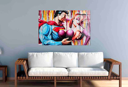 Bold Graffiti Couple Tempered Glass Printing Wall Art Australian Made Quality