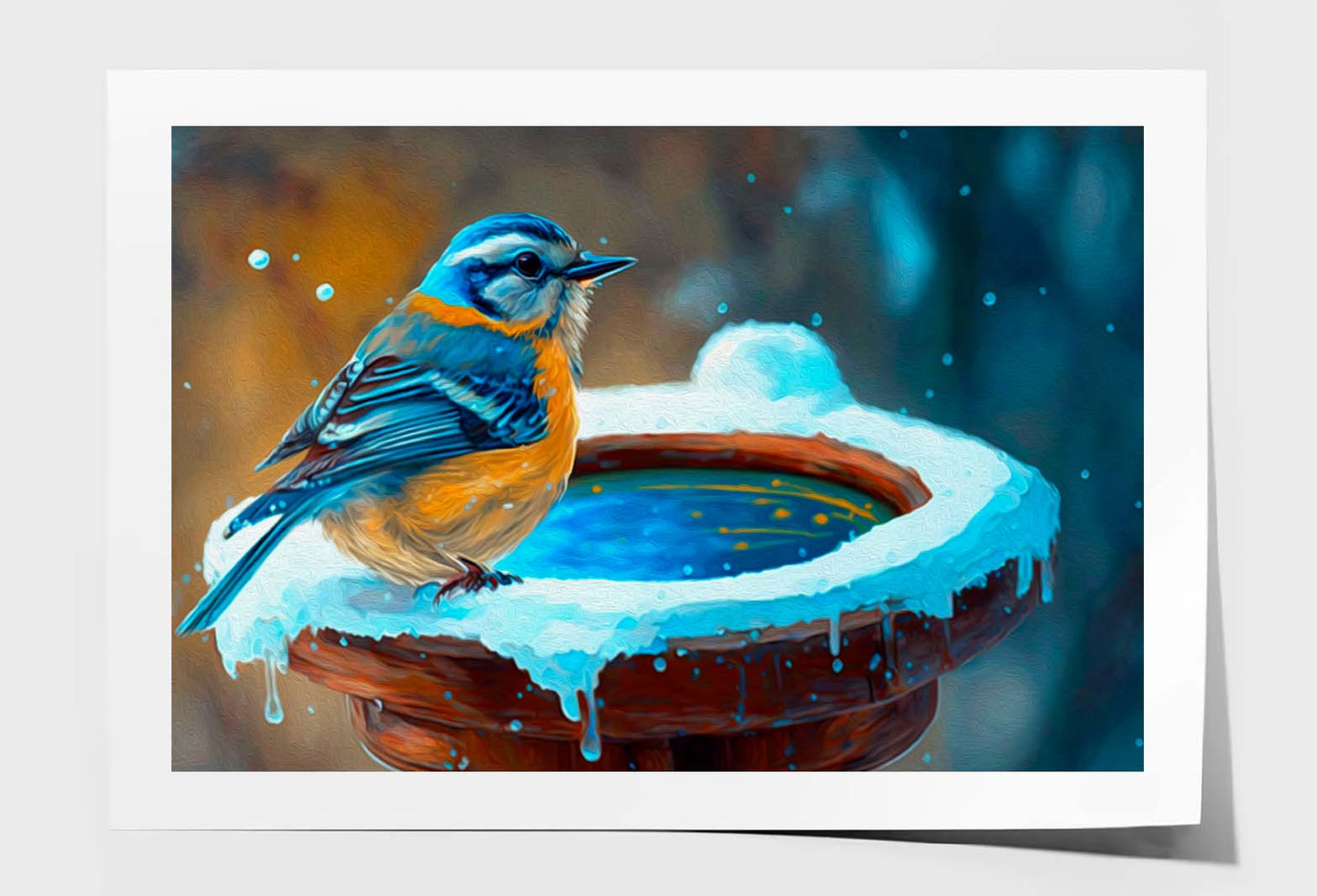 Beautiful Winter Time Bird Feeder Wall Art Limited Edition High Quality Print