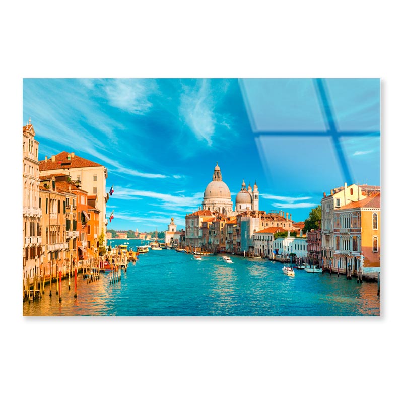 Gorgeous View of The Grand Canal, Venice, Italy Acrylic Glass Print Tempered Glass Wall Art 100% Made in Australia Ready to Hang - Bella Home Decor