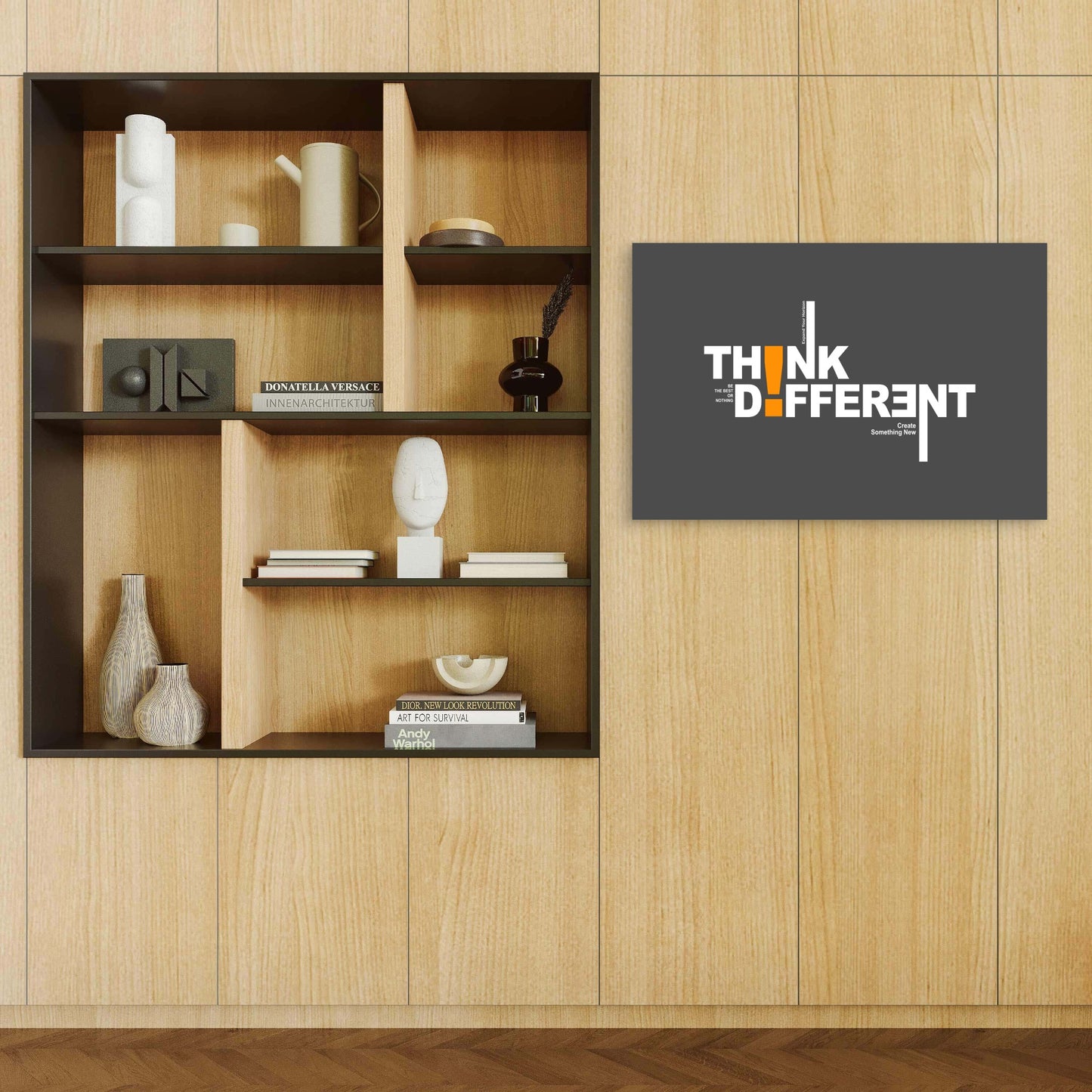 Think Different Motivational Typography Minimalist Office Wall Decor 5mm thick Plastic Poster Ready to Hang 90x60cm