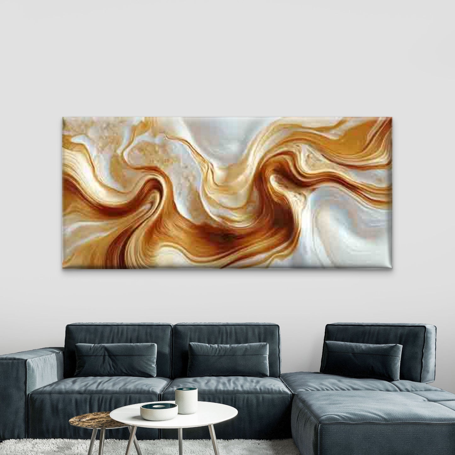 Abstract Marble-like Golden Wall Art Canvas Office Home Room Framed 120x60cm