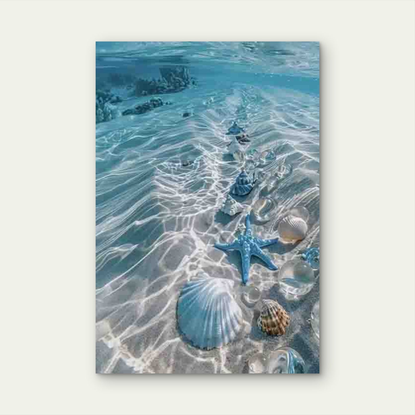 Beach Scene with Shells & Starfish 60x90cm Metal Print Ready to Hang