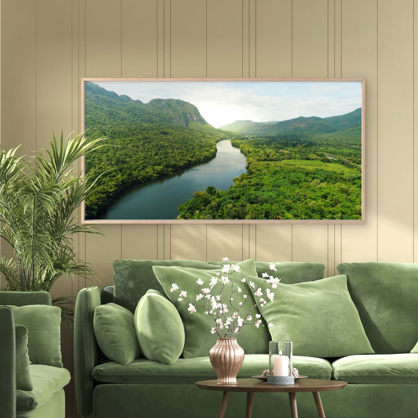 Alvord River Through Rainforest Wall Art Canvas Office Home Room Framed 120x60cm