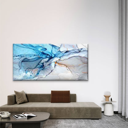 Abstract Blue Gray Beige Wall Art Canvas Office Home Room Framed 120x60cm