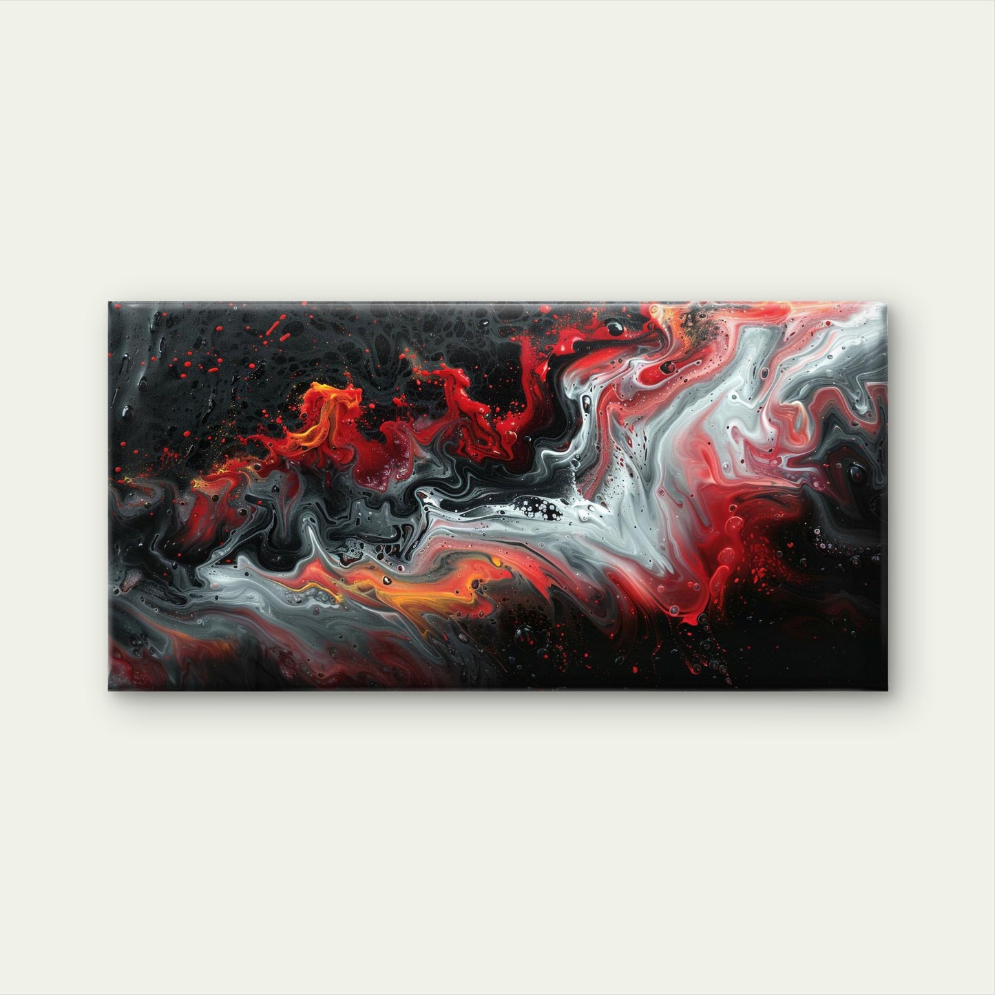 Red Black Swirling Chaos Wall Art Canvas Office Home Room Framed 120x60cm