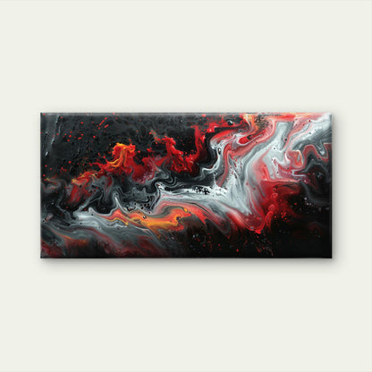 Red Black Swirling Chaos Wall Art Canvas Office Home Room Framed 120x60cm