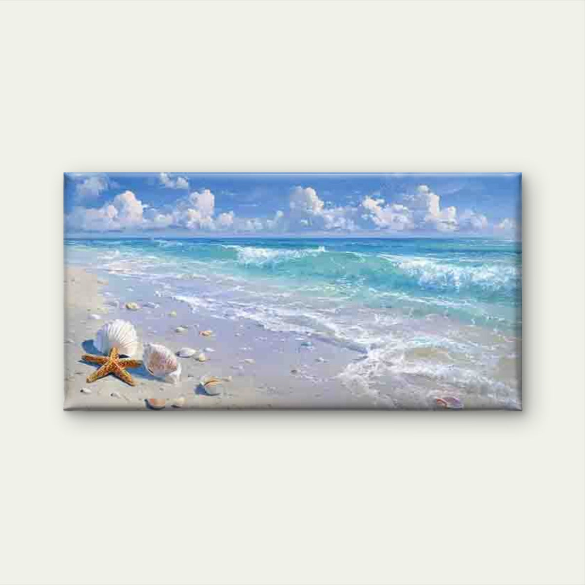 Ocean Turquoise Seashells Wall Art Canvas Office Home Room Framed 120x60cm