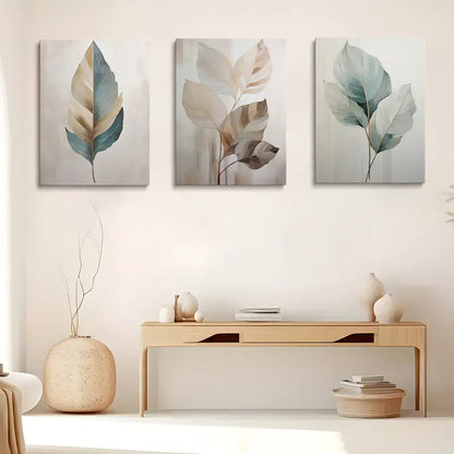 3pcs Fresh Leaf Patterns Metal Print Ready to Hang Art - Bella Home Decor