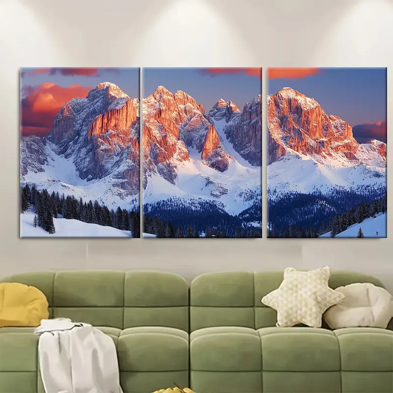 3pcs Dolomites Italian Alps Mountain Wall Art Set Canvas Framed 60x90cm - High Quality Print 100% Australian Made Wall Canvas Ready to Hang - Bella Home Decor
