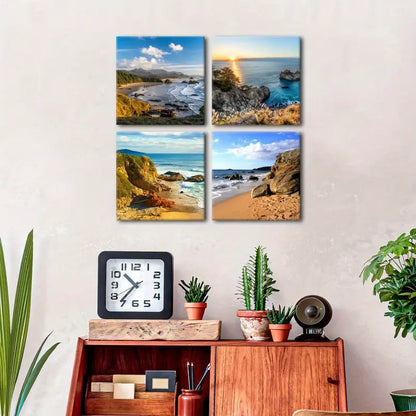 4pcs  Beach Scene   Oregon Coast Land  Wall Art Canvas Framed