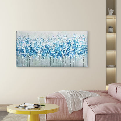Blue and White Abstract Tree Wall Art Canvas Office Home Room Framed 120x60cm - Bella Home Decor