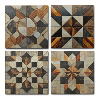 4pcs Traditional Shapes Decor Wall Art Canvas Framed - Bella Home Decor