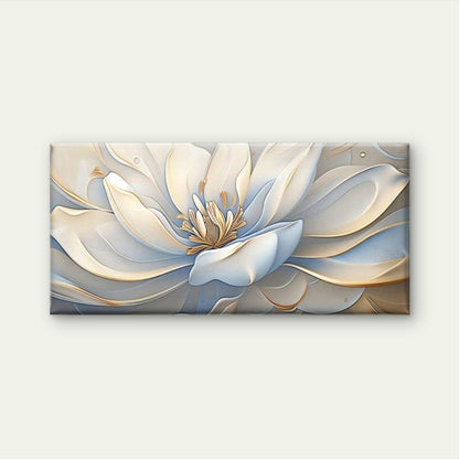 White & Golden for Flower Wall Art Canvas Office Home Room Framed 120x60cm