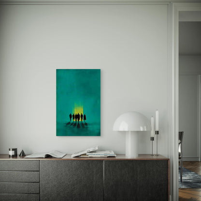 Turquoise Green & Golden Pathway Silhouette Metal Print Ready to Hang - Bella Home Decor