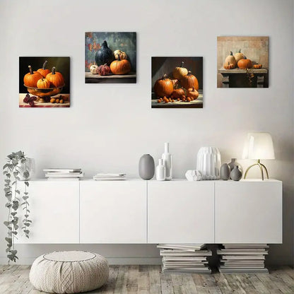 4pcs Squash And Grapes Ar Wall Art Canvas Framed