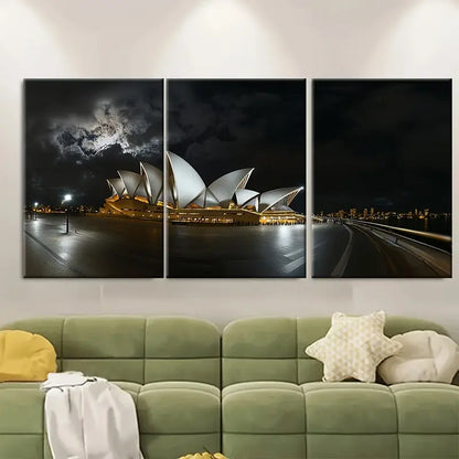 3pcs Sydney Opera House Travel Poster Australia Wall Art Set Canvas Framed 40x60cm - High Quality Print 100% Australian Made Wall Canvas Ready to Hang