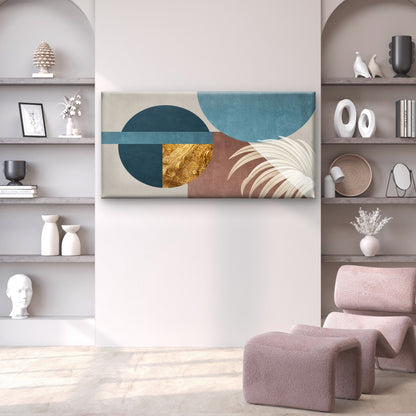 Abstract Palm Gold Circle Wall Art Canvas Office Home Room Framed 120x60cm