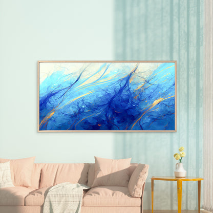 Deep Ocean Blue Energy Color Wall Art Canvas Office Home Room Framed 120x60cm