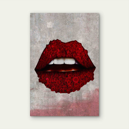 Red Rose Lip Metal Print Ready to Hang