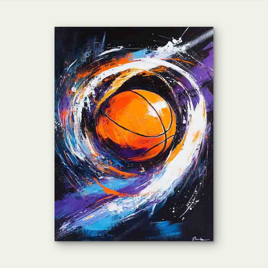 Vibrant Orange Basketball Art 60x90cm Metal Print Ready to Hang