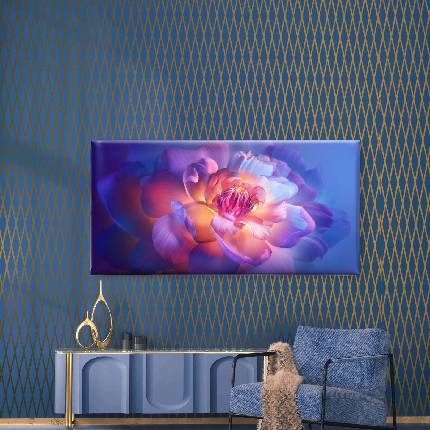 Abstract Colorful Flower Wall Art Canvas Office Home Room Framed 120x60cm