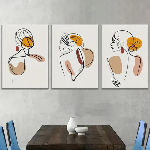 3pcs Modern Abstract Feminine Line Art Wall Art Canvas Unframed - High Quality Print 100% Australian Made Wall Canvas