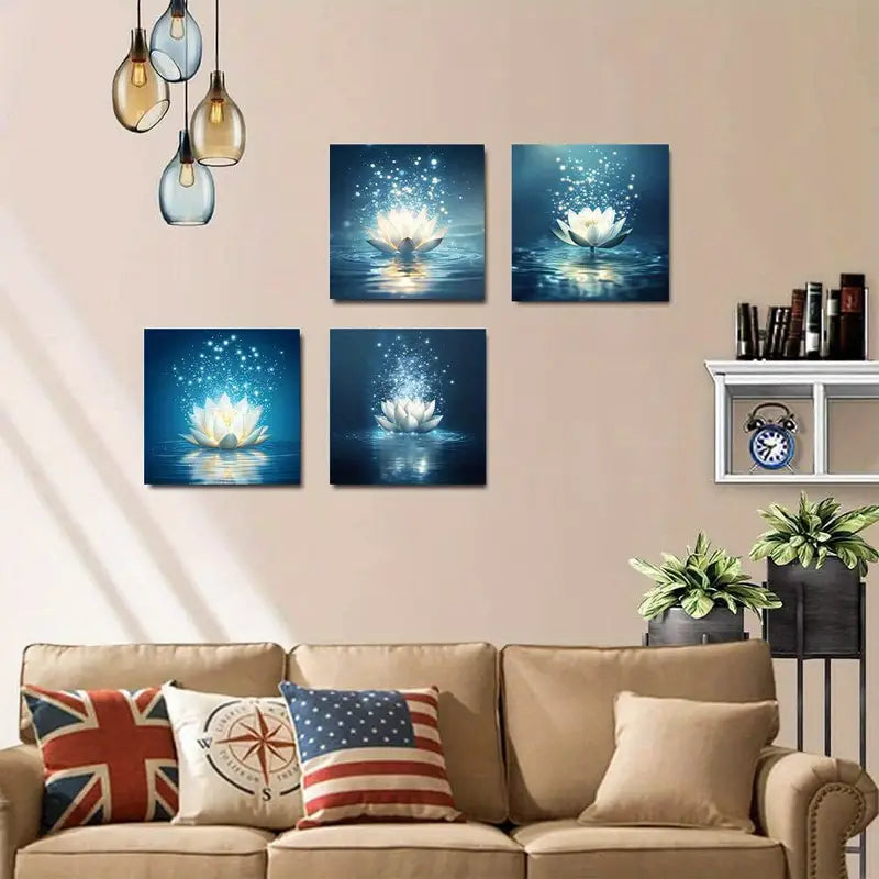 4pcs Lotus spirit LS  Wall Art Canvas Framed