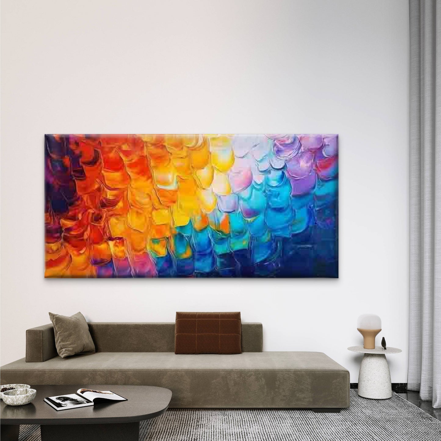 Textured Brushstroke Gradient Wall Art Canvas Office Home Room Framed 120x60cm