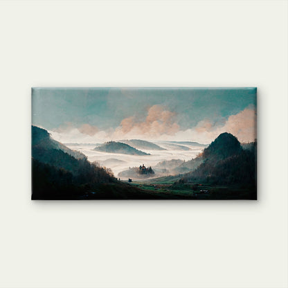 Misty Valley Morning Mountain Wall Art Canvas Office Home Room Framed 120x60cm