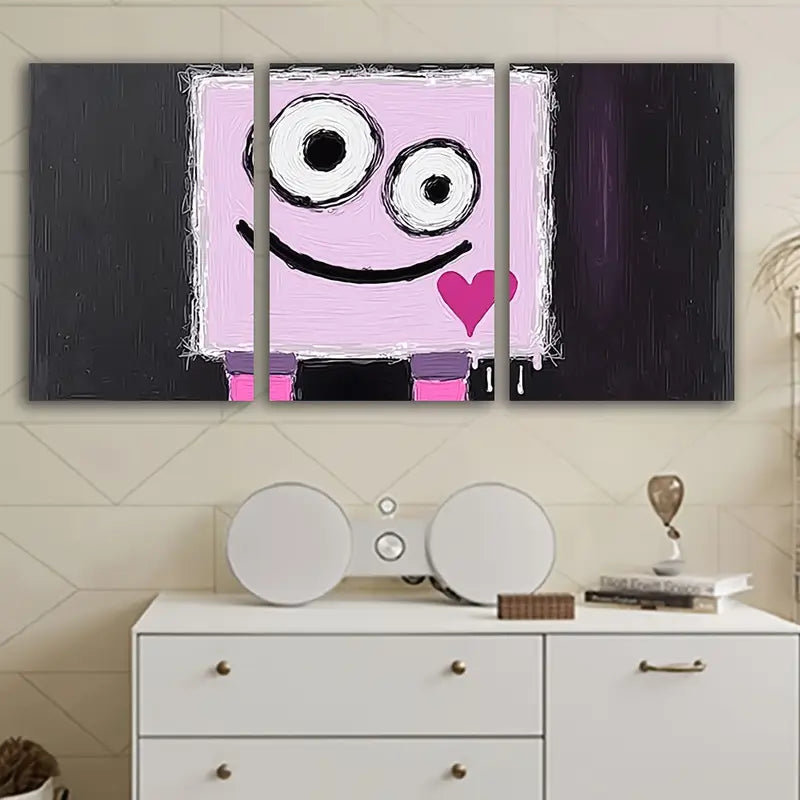 3pcs Pink Box Heart Design Poster Wall Art Set Canvas Framed 40x60cm - High Quality Print 100% Australian Made Wall Canvas Ready to Hang