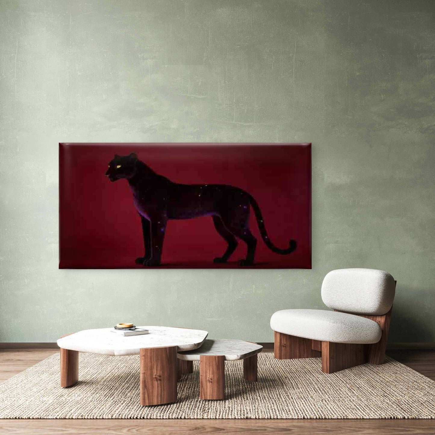 Abstract Panther In Red Backgro Wall Art Canvas Office Home Room Framed 120x60cm