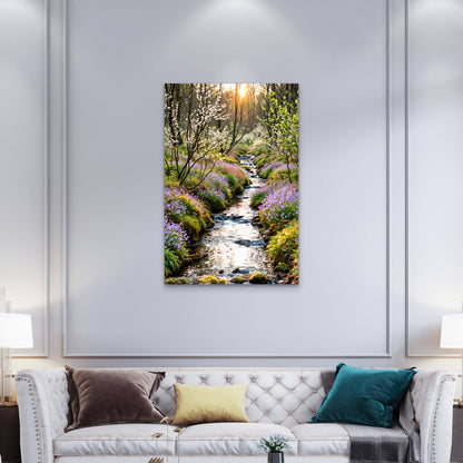 Spring Stream Forest 60x90cm Metal Print Ready to Hang