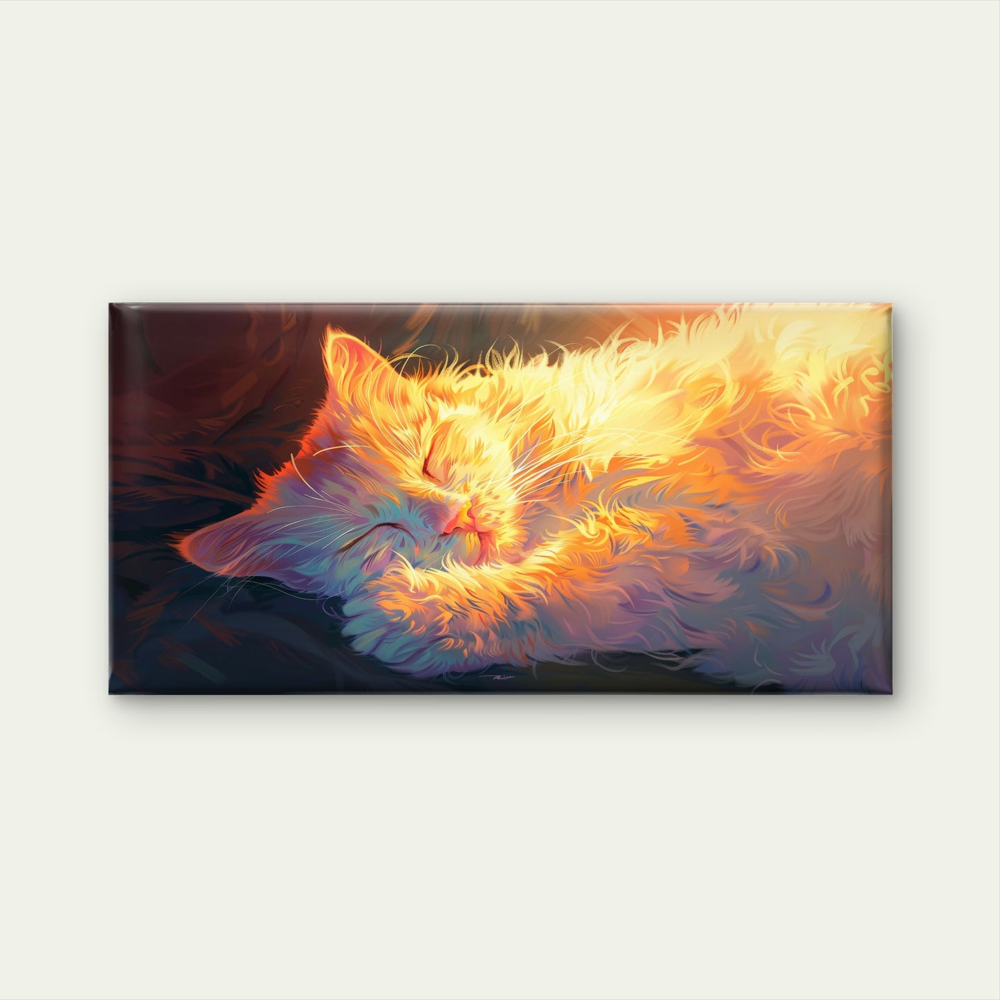 Comfy Cat In Sunlight Wall Art Canvas Office Home Room Framed 120x60cm