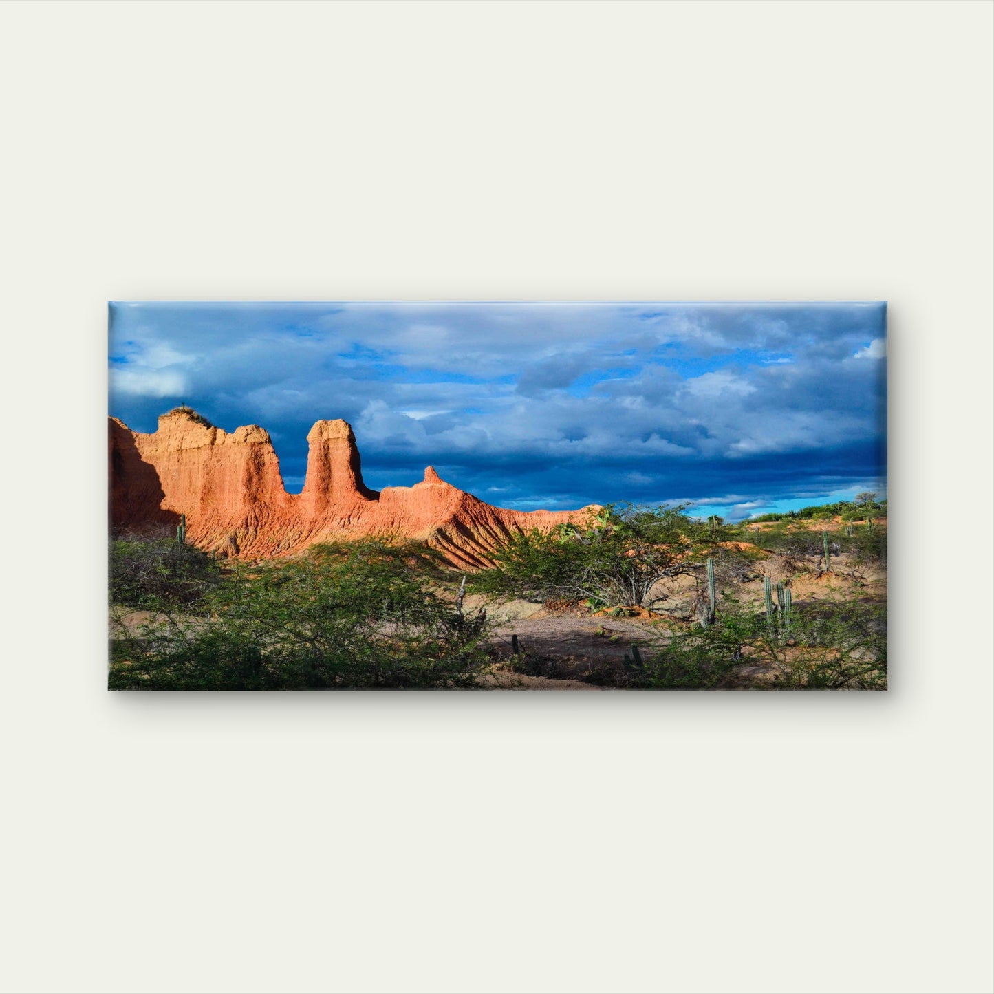 Cloudy Blue Sky Tatacoa Desert Wall Art Canvas Office Home Room Framed 120x60cm - Bella Home Decor