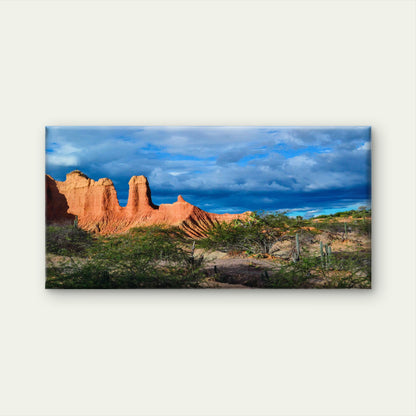 Cloudy Blue Sky Tatacoa Desert Wall Art Canvas Office Home Room Framed 120x60cm - Bella Home Decor