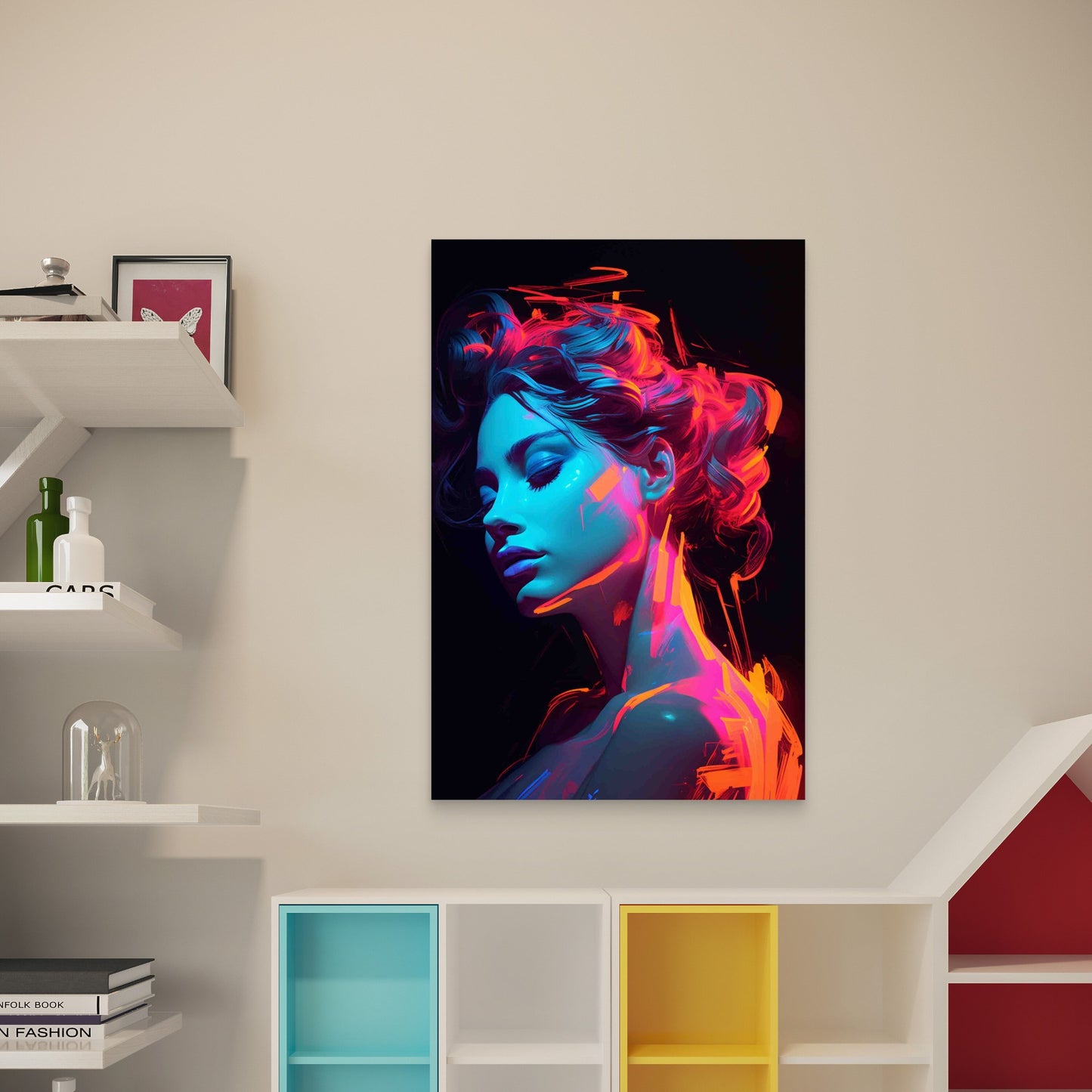 Painting Woman S Portrait 60x90cm Metal Print Ready to Hang - Bella Home Decor