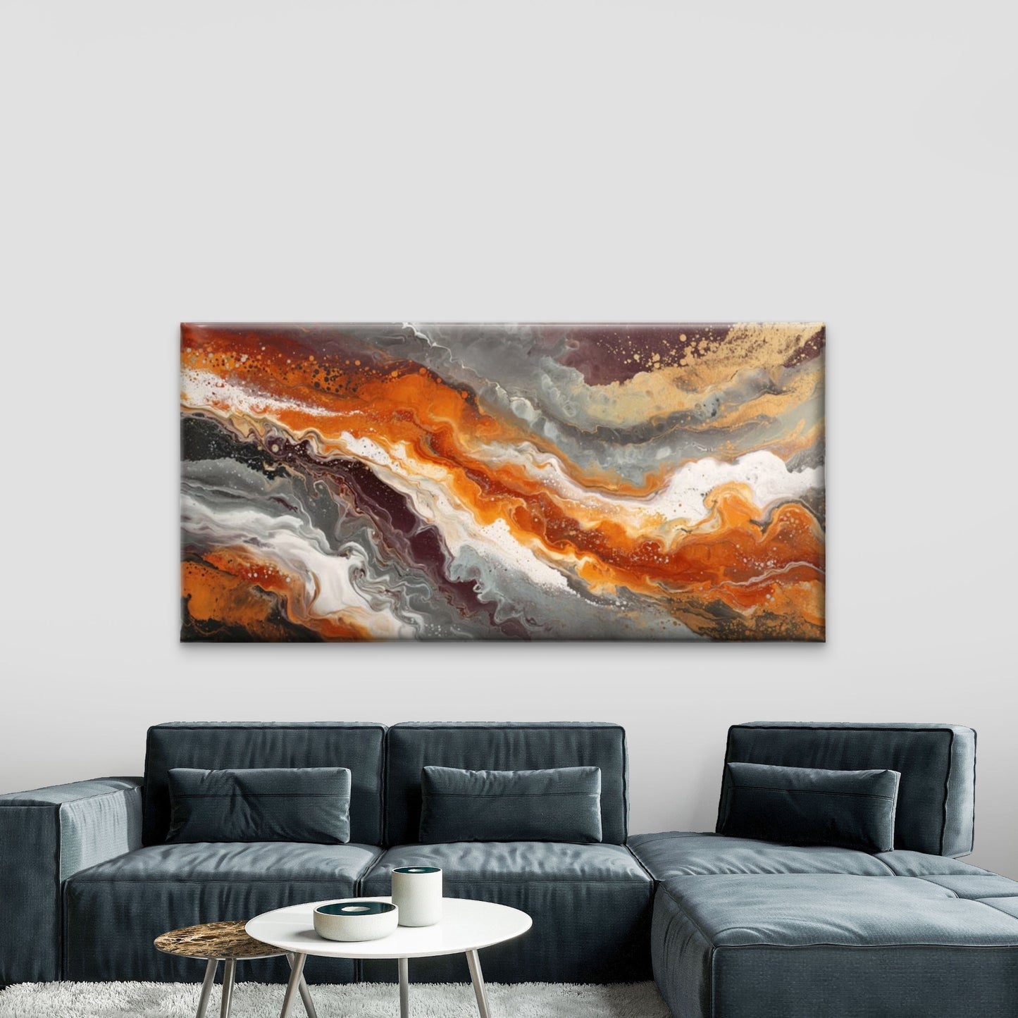 Abstract Waves in Bold Colors Wall Art Canvas Office Home Room Framed 120x60cm