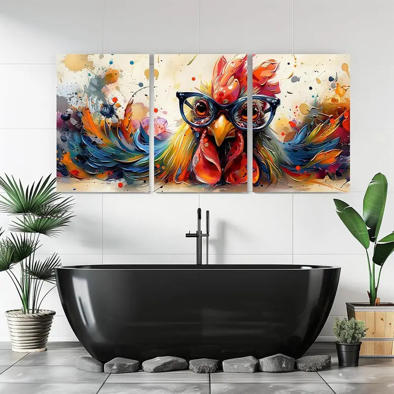 3pcs Funny Chicken Picture Metal Print Ready to Hang Art - Bella Home Decor