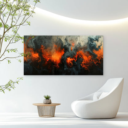 Dramatic Fiery Inferno Abstract Wall Art Canvas Office Home Room Framed 120x60cm