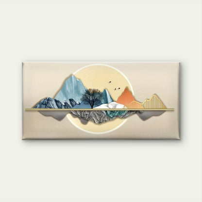 Abstract Mountain with a Bridge Wall Art Canvas Office Home Room Framed 120x60cm