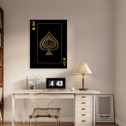 Golden Ace Of Spades Retro 60x90cm Metal Print Ready to Hang - Bella Home Decor