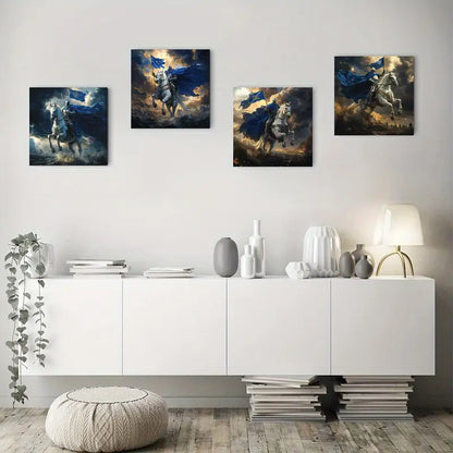 4pcs Commander Of Cavalry Blue Robe Wall Art Canvas Framed