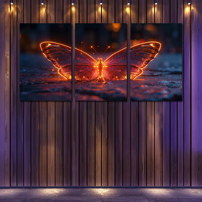 3pcs Glowing Crystal Butterfly Wall Art Set Canvas Framed 60x90cm - High Quality Print 100% Australian Made Wall Canvas Ready to Hang - Bella Home Decor