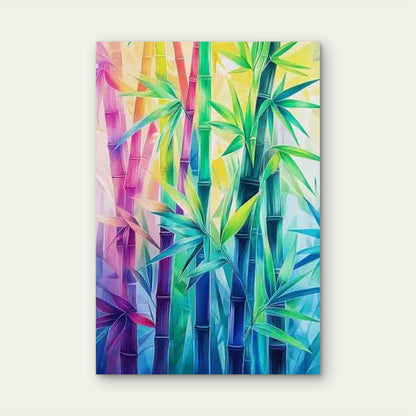 Vibrant Oil Painting Rainbow Bamboo Metal Print Ready to Hang